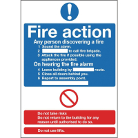 Fire Action Sign | Emergency Exit Signage | Wall Mounted Safety Notice | Y920