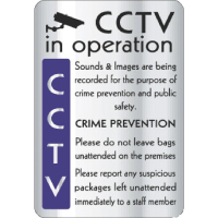 CCTV In Operation Sign | Crime Prevention Warning Sign | Wall Mounted | Olympia Y928