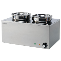 Commercial Bain Marie | Round Pot Food Warmer | 2 Pot Capacity | Hallco MBM2R