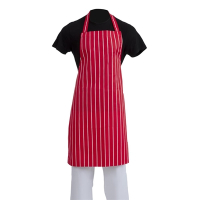Red and White Striped Apron | Chef's Bib Apron | Kitchen Uniform | Whites A532
