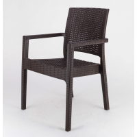 Outdoor Armchair | Metal Wicker Chair | Rattan Stacking Brown | Borrello B1954