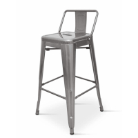 Tolix Style Metal Bar Stool | Industrial Gunmetal Seating | Low Backrest | Pack of 4 | Borrello B1980