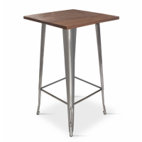 Metal High Bar Table | Tolix Style Table | 60x60cm | Elm Wood Top | Borrello B2005