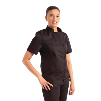 Womens Chef Jacket | Zip Front Chef Coat | Black 2XL | Chef Works BB051-XXL