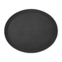 Oval Non-Slip Tray | Black Serving Tray | Polypropylene 685mm | Kristallon C162