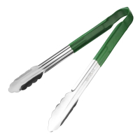 Colour Coded Serving Tongs | Green Kitchen Tongs | 11-inch | Vogue CB155