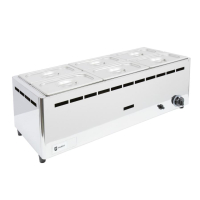 Commercial LPG Gas Bain Marie | Wet Heat Food Warmer | 6 Container Capacity | Parry BMF6