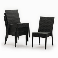 Wicker Side Chairs | Rattan Dining Chairs | Charcoal Set of 4 | Bolero CF159