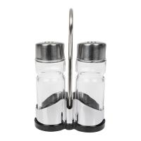 Salt and Pepper Cruet Set | Condiment Set with Stand | Table Seasoning Dispensers | Olympia CF295
