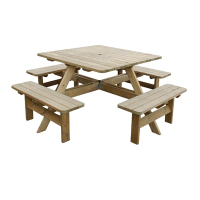 Square Picnic Table | Outdoor Dining Table | Wooden Patio Furniture | CG096