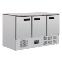 Commercial 3 Door Counter Fridge | Undercounter Refrigerator | Marble Work Top | 368 Litre | Polar CL109