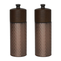 Copper Wood Salt and Pepper Mill Set | Professional Seasoning Grinders | Adjustable Coarseness | Olympia CR689