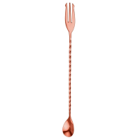 Cocktail Spoon | Mezclar Mixing Spoon with Fork | Copper 300mm | Beaumont 3679
