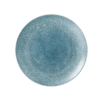 Large Round Coupe Plate | Raku Ceramic Plate | Topaz Blue 288mm | Churchill Studio Prints DE882