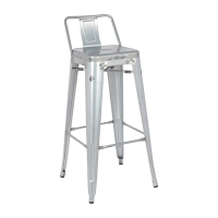 High Stool with Backrest | Bistro Galvanised Steel Chairs | Stackable Bar Seating | Bolero DL877