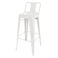 Bistro High Stool | Bar Stool With Backrest | Steel White Seating | Bolero DL890