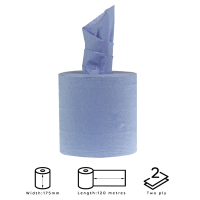 Centrefeed Blue Rolls | Cleaning Paper Towels | 2ply 120m | Jantex DL921