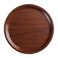 Laminate Round Canteen Tray | Mykonos Walnut Serving Tray | 380mm Diameter | Cambro DM798
