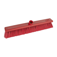 Soft Bristle Hygiene Broom | Red Cleaning Brush | 18in Commercial Sweeper | Jantex DN833
