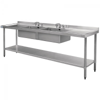 Commercial Double Centre Bowl Catering Sink | Stainless Steel Kitchen Sink | 2400W x 600D x 850H | Modena M910-GA