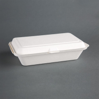 Compostable Hinged Food Containers | Bagasse Takeaway Boxes | 248mm Biodegradable | Fiesta Green DW249