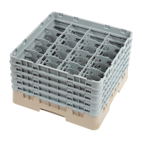Cambro Camrack Beige 16 Compartments | Glass Washing Rack | Max Glass Height 257mm | Cambro DW552