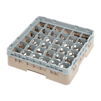 Cambro Camrack Glass Rack | 36 Compartment Dishwasher Rack | 92mm Max Glass Height | Beige | Cambro DW558