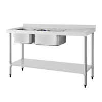 Commercial Double Sink | Right Hand Drainer | 1500mm Width | Vogue DY824