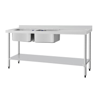 Commercial Double Sink Unit | Stainless Steel Sink with Right Hand Drainer | 1800 x 600mm | Vogue DY827