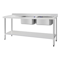 Commercial Double Sink | Left Hand Drainer | 1800x600x900mm | Vogue DY828