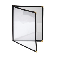 Four Page American Style Menu Cover | A4 Menu Holder | Black | Olympia E293