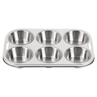 Deep Muffin Tray | 6 Cup Commercial Bakeware | Stainless Steel | Vogue E714