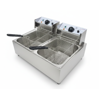 Commercial Twin Tank Countertop Electric Fryer | Deep Fat Fryer | 8+8L Capacity | Modena EF82