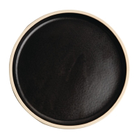 Canvas Flat Round Plate | Black Dinner Plate | 180mm Delhi Design | Olympia FA314