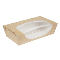 Recyclable Kraft Salad Boxes | Tuck-Top Food Containers | 1000ml With Window | Colpac FA372