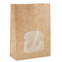 Recyclable Paper Sandwich Bags | Kraft Bags With Window | Pack of 250 | Colpac FA382