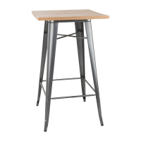 Bistro Bar Table | Round Pedestal Table | Wooden Top with Gun Metal Base | Bolero FB596