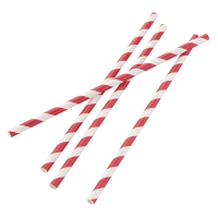Compostable Paper Straws | Red Striped Eco-Friendly Straws | Individually Wrapped | Fiesta Green FP442
