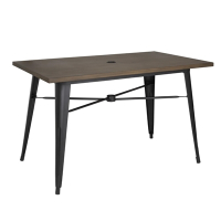 Commercial Outdoor Aluminium Table | Dark Wood Effect | 1200x760mm | Bolero FT955
