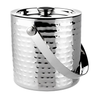 Commercial Double Wall Ice Bucket | Hammered Stainless Steel | 1550ml Capacity | Olympia FU285