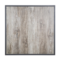 Commercial Outdoor Table Top | Wood Grain Effect | Tempered Glass | Grey Trim 700mm | Bolero FU515