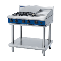 Commercial Gas Cooktop | 4 Open Burners with Griddle | Natural Gas | 900mm | Blue Seal Evolution G516C-LS/N