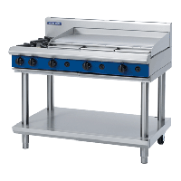 Commercial Cooktop | Gas Range with 2 Burners | 1200mm Griddle Plate | Blue Seal G518A-LS/N