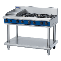 Commercial Gas Cooktop | 6 Open Burners with Griddle | Blue Seal Evolution | G518C-LS/N