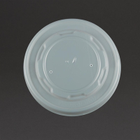 Compostable Hot Food Pot Flat Lids | Eco-Friendly Container Covers | For 350ml/12oz & 455ml/16oz | Vegware GF048