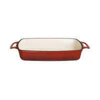 Cast Iron Dish | Rectangular Red Casserole Dish | 2.8 Litre Capacity | Vogue GH320