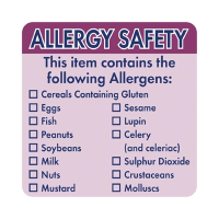 Allergen Food Labels | Food Safety Labels | 25mm Removable | Vogue GJ058