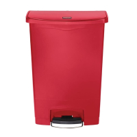 Commercial Waste Bin | Slim Jim Step On Front Pedal | 90 Litre Red Bin | Rubbermaid GL038