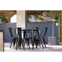 Black Steel Bistro Side Chair | Stackable Restaurant Seating | Pack of 4 | Bolero GL331