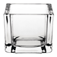 Glass Tealight Holder | Square Tea Light Holder | Clear Tableware Accessory | Olympia GM224